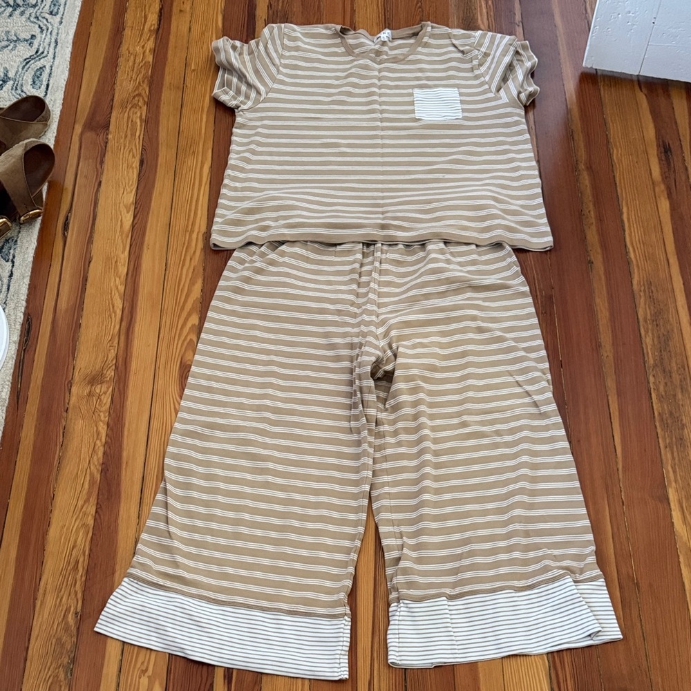 LAKE striped pajama set, cropped pant w/ pocket top